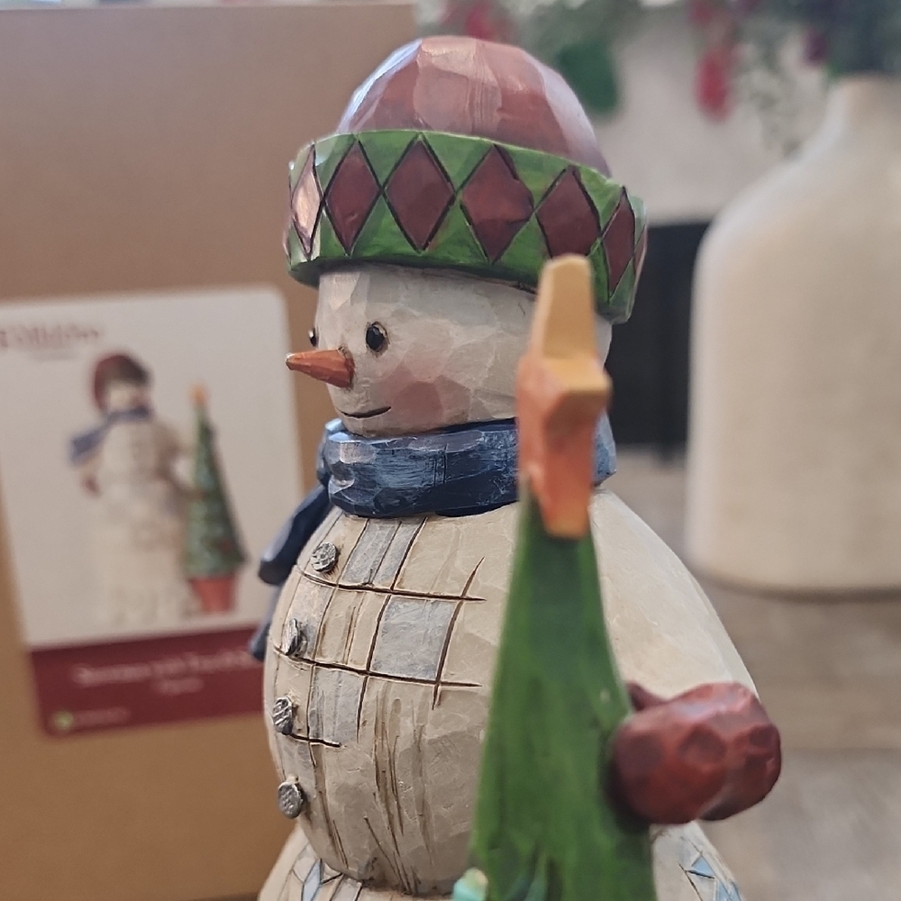 Folklore By Jim Shore Snowman with Tree & Scarf Figurine - Picture 6 of 9